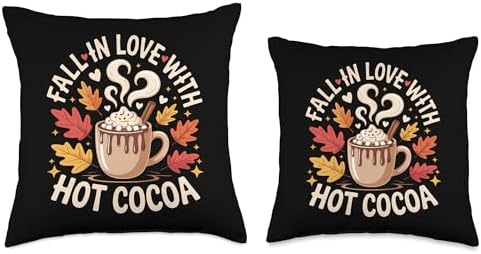 Fall in Love with Hot Cocoa Thanksgiving Autumn Pumpkin Pie Throw Pillow - Image 3