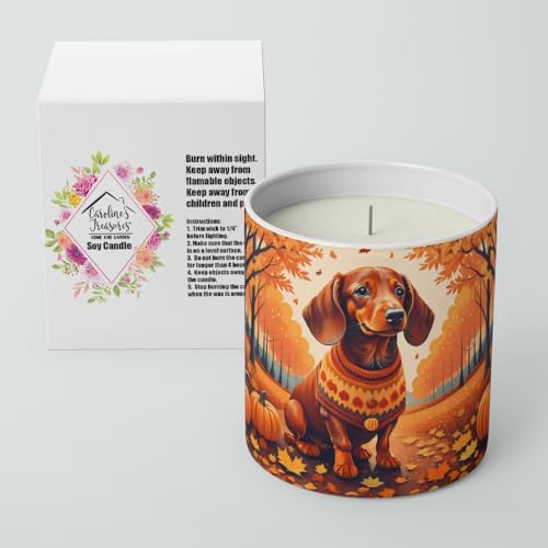Caroline's Treasures DAC1043CDL Dachshund Fall Decorative Soy Candle Nature Soy Wax Essential Oil Home Decor Ideal for Bedroom Kitchen Bath Office Gift, 10 oz - Image 2