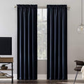 Sun Zero Oslo Theater Grade Extreme Total Blackout Rod Pocket Curtain Panel, 52" x 84", Navy Blue