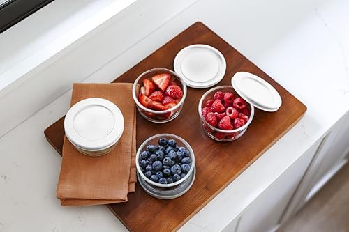 8-Piece Glass Food Storage Containers Set (4 Containers + 4 BPA-Free Lids) | 7-Ounce, Leakproof | Microwave, Freezer, Oven & Dishwasher Safe | Ideal for Meal Prep & Pantry Organization, White