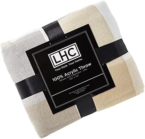 Lavish Home Soft Throw Blanket, Gray/Tan Plaid, 60” x 70” - Image 7