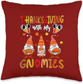 Thanksgiving with My Gnomies Three Gnomes Pie Roasted Turkey Throw Pillow by Unknown