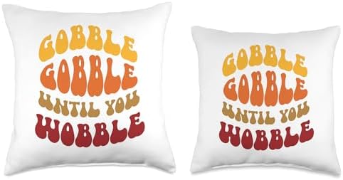 Gobble Gobble Until You Wobble Thanksgiving Throw Pillow, 16x16, Multicolor - Image 3