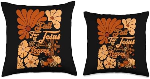 Boho Christian Thanksgiving Fall for Jesus He Never Leaves Throw Pillow - Image 3