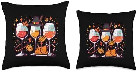 Thanksgiving Glasses Turkey Pumpkin Fall Autumn Women Men Throw Pillow - Image 3