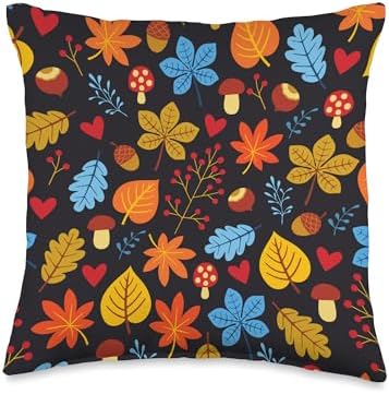 Fall Autumn Harvest Halloween Thanksgiving leaf leaves falls Throw Pillow by Unknown