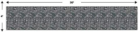 Beistle Brick Stone Wall Backdrop, 4’ x 30’ – Medieval Party Decorations, Medieval Decor Background, Photo Backdrop, Easy to Adhere Wall Covering, Stone Backdrop, Halloween Party Decorations