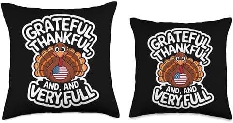 Thanksgiving Grateful, Thankful And Very Full Thanksgiving Throw Pillow - Image 3