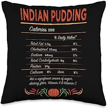 Witty Turkey Day Indian Mush Food Dinner Party Indian Pudding Nutrition Facts Funny Thanksgiving Humor Throw Pillow, 16x16, Multicolor by Unknown