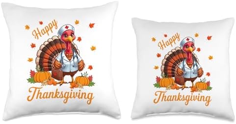 Happy Thanksgiving Turkey As Nurse Nursing Job Team Lover Throw Pillow - Image 3