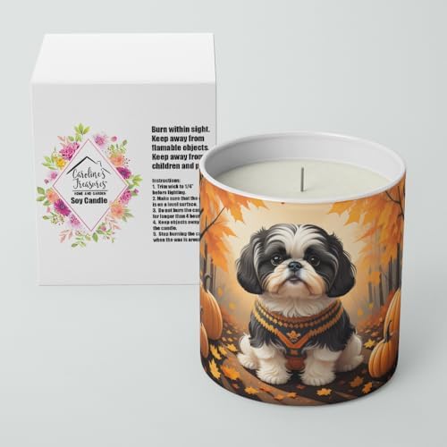 Caroline's Treasures DAC1073CDL Shih Tzu Fall Decorative Soy Candle Nature Soy Wax Essential Oil Home Decor Ideal for Bedroom Kitchen Bath Office Gift, 10 oz - Image 2