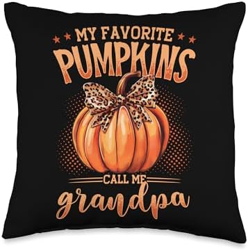 My Favorite Pumpkins Call Me Grandpa Thanksgiving Fall Throw Pillow by Unknown