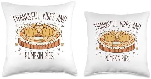 Thankful Vibes And Pumpkin Pies Retro Thanksgiving Women Throw Pillow, 18x18, Multicolor - Image 3