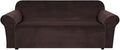 H.VERSAILTEX Stretch Velvet Sofa Covers for 3 Cushion Couch Covers Sofa Slipcovers Furniture Protector Soft with Non Slip Elastic Bottom, Crafted from Thick Comfy Rich Velour (Sofa 72'-90', Chocolate)