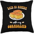 Thanksgiving Quote Life Is Better WIth My Cornbread Throw Pillow by Unknown