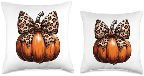 Funny Retro Leopard Pumpkin Season Thanksgiving Fall Autumn Throw Pillow - Image 3