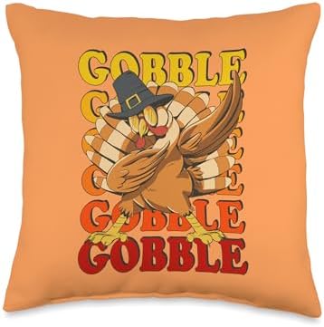 Thanksgiving Gobble Till You Wobble Turkey Throw Pillow by Unknown