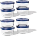 16-Piece Glass Food Storage Containers Set (8 Containers + 8 BPA-Free Lids) | 1-Cup, Leakproof | Microwave, Freezer, Oven & Dishwasher Safe | Ideal for Meal Prep & Pantry Organization, Blue