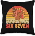 6 7 Six Seven Meme 67 Funny Turkey Dabbing Thanksgiving Throw Pillow by Unknown