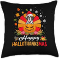 St Bernard Hallothanksmas Halloween Thanksgiving Christmas Throw Pillow by Unknown