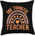 Fall Season For Teacher, Pumpkin Pie Teacher One Thankful Cute Thanksgiving Design for Teacher Throw Pillow, 18x18, Multicolor by Unknown