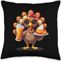 Thanksgiving Turkey with Sunglasses Girls and Women Throw Pillow by Unknown