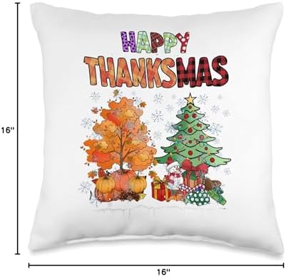 Funny Happy Thanksmas Cute Thanksgiving and Christmas Trees Throw Pillow - Image 4