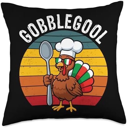 Gobblegool Funny Thanksgiving Chef Turkey Humor Food Lover Throw Pillow by Unknown