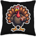 Football Turkey Thanksgiving Player Fan Vintage Coach Kids Throw Pillow by Unknown