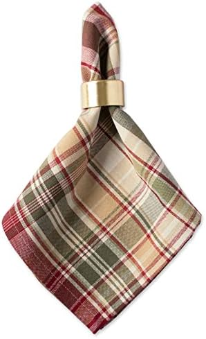 DII Give Thanks Plaid Fall Table Decor, Autumn & Thanksgiving Tabletop Linens, Square Napkin Set, 20x20 - Image 2