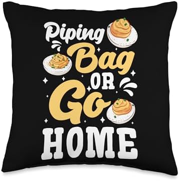 Piping Bag Or Go Home Deviled Egg Thanksgiving Throw Pillow by Unknown