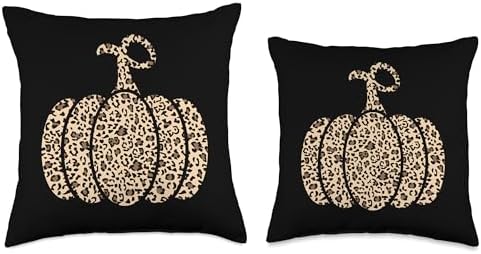 Leopard or Cheetah Print Pumpkin Halloween Thanksgiving Fall Throw Pillow - Image 3
