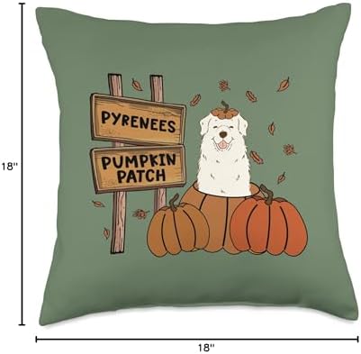 Great Pyrenees Pumpkin Patch Dog Thanksgiving Halloween Throw Pillow - Image 4