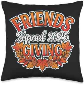 Friendsgiving Squad 2026 Thanksgiving Autumn Art Throw Pillow by Unknown