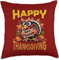 Thankful Holiday Funny Thanksgiving Turkey Outfits Happy Thanksgiving Eat Ham Turkey Fall Funny Men Women Kids Throw Pillow, 18x18, Multicolor by Unknown