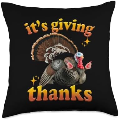 Funny Turkey With Nails It’s Giving Thanks Thanksgiving Throw Pillow by Unknown