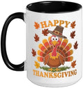 Happy Thanksgiving Funny Turkey Family Dinner Thanksgiving Ceramic Mug, Black/White, 15oz by Unknown