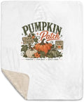 Vintage Retro Pumpkin Patch Farm Fresh Fall Autumn Halloween Graphic Sherpa Throw Blanket by Unknown
