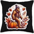 Autumn Fall Big-Foot Sasquatch Big Foot Lover Thanksgiving Throw Pillow by Unknown