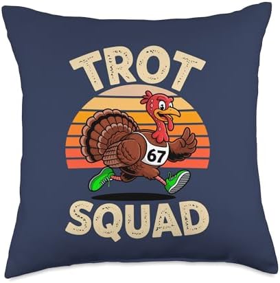 Thanksgiving Day 5k Shirt Trot Squad 67 Turkey Running 2025 Throw Pillow by Unknown