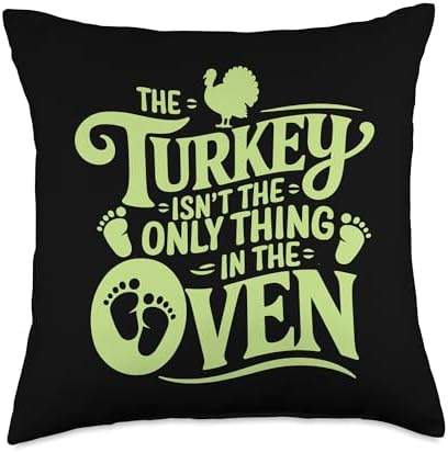 Turkey Isn't The Only Thing In Oven, Pregnancy Thanksgiving Throw Pillow by HadleyDesigns