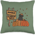 Labradoodle Pumpkin Patch Dog Lovers Thanksgiving Halloween Throw Pillow by Unknown