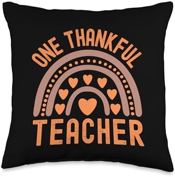 Fall Season For Teacher, Pumpkin Pie Teacher One Thankful Cute Thanksgiving Design for Teacher Throw Pillow, 16x16, Multicolor by Unknown