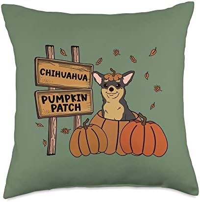 Chihuahua Pumpkin Patch Dog Lovers Thanksgiving Halloween Throw Pillow by Unknown