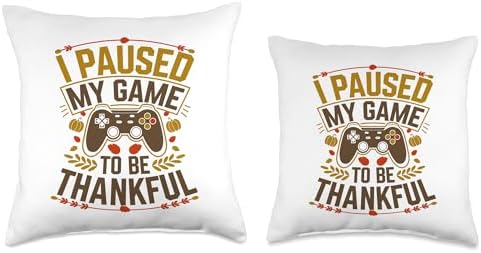 I Paused My Game To Be Thankful, Gamer Happy Thanksgiving Throw Pillow - Image 3