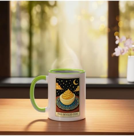 The Deviled Egg Tarot Card Ceramic Mug, Light Green/White, 11oz - Image 3