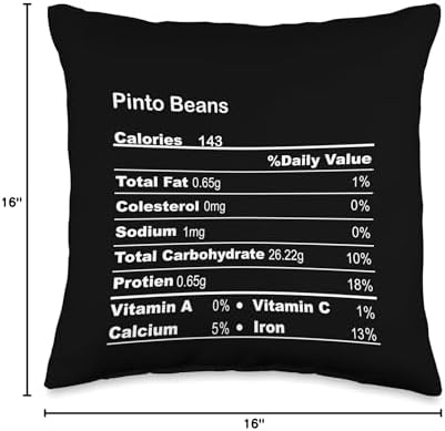 Family Matching Thanksgiving Tee for Family Funny Pinto Beans Thanksgiving Nutritional Fact Throw Pillow, 16x16, Multicolor - Image 4