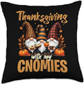 Thanksgiving with My Gnomies Funny Turkey Day Gnomes Throw Pillow by Unknown