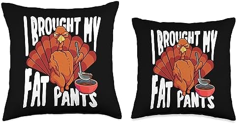 Thanksgiving Turkey and Fat Pants Co. I Brought My Fat Pants Funny Thanksgiving Turkey Men Throw Pillow, 18x18, Multicolor - Image 3