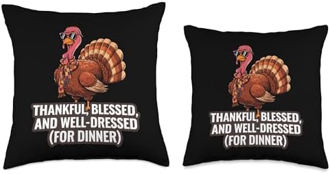 Thanksgiving Turkey Thankful Blessed And Well Dressed Throw Pillow - Image 3